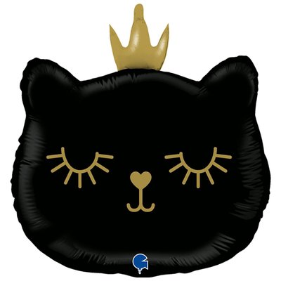 Голова черной кошки с короной 456789543566 фото