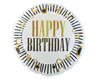 Cerc Happy Birthday alb cu negru 34564565 foto
